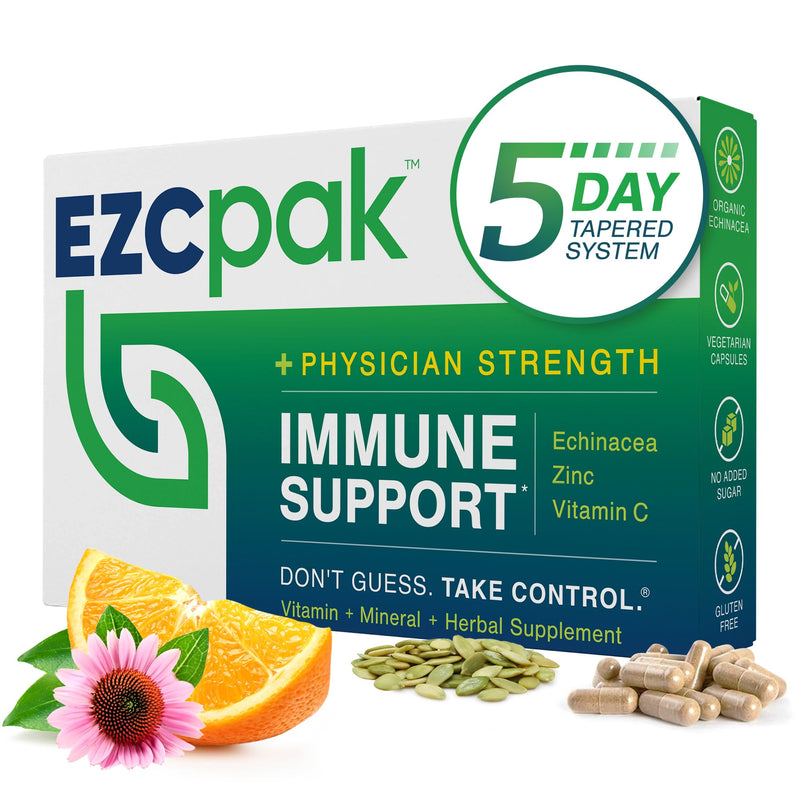 [Australia] - EZC Pak 5-Day Tapered Immune Support Booster - Vitamin Immune Support Supplement, Echinacea, Zinc Vitamin C, Vitamins for Immune System Support, Immune Boosters for Adults - Immune Support Vitamins 1 Count (Pack of 1) 
