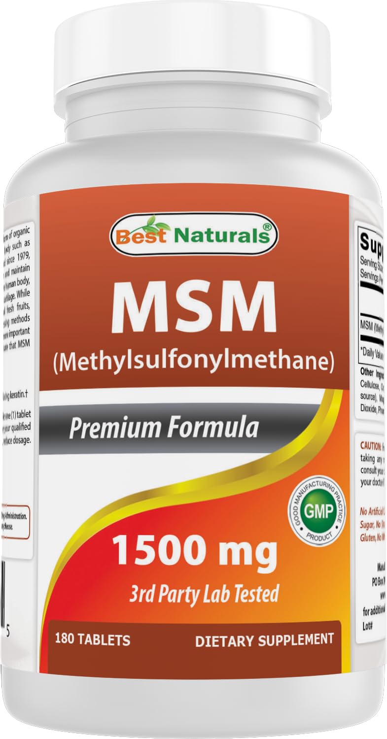 Best Naturals MSM 1500 mg 180 Tablets 180 Count (Pack of 1)