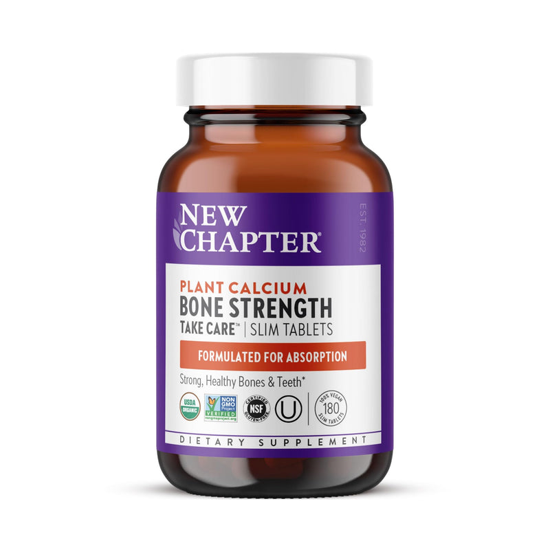 New Chapter Bone Strength Take Care Supplement, 180 Slim Tablets | Clinically Studied Plant Calcium from Red Marine Algae for Bone and Heart Health, Vegan, Organic and Gluten Free 180 Count (Pack of 1)
