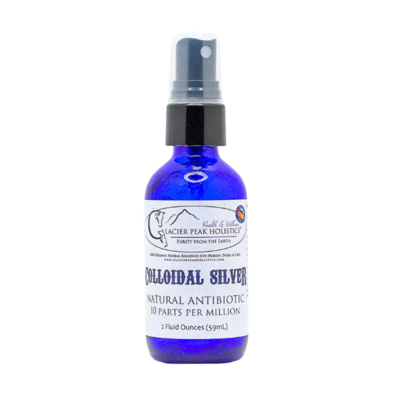 Glacier Peak Holistics Colloidal Silver - Natural Antibiotic Spray for Dogs & Cats, Holistic Remedy for Internal & External Use, Anti-Itch, Wound Healing, and Skin Irritation in Pets - 2oz - PawsPlanet Australia