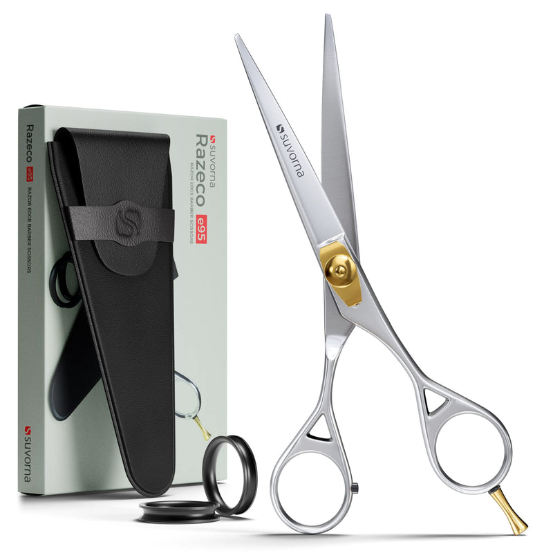 [Australia] - Suvorna 6" Hair Scissors Professional - Hair Shears for Women & Men - Extremely Sharp Hair Cutting Scissors to Cut Hair - Right Hand Barber Shears for Hair Cutting for Hairdressers and Professionals 6" Adjustable Golden Screw & Straight Rest 