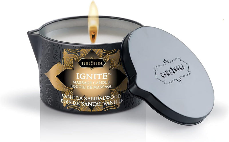 [Australia] - KAMA SUTRA Ignite Massage Candle - Coconut Oil and Soy Based - Vanilla Sandalwood, 6 oz/170 Melts into Warm Massage Oil - Sensual Massage Candle, Pour Spout Massage Candle 