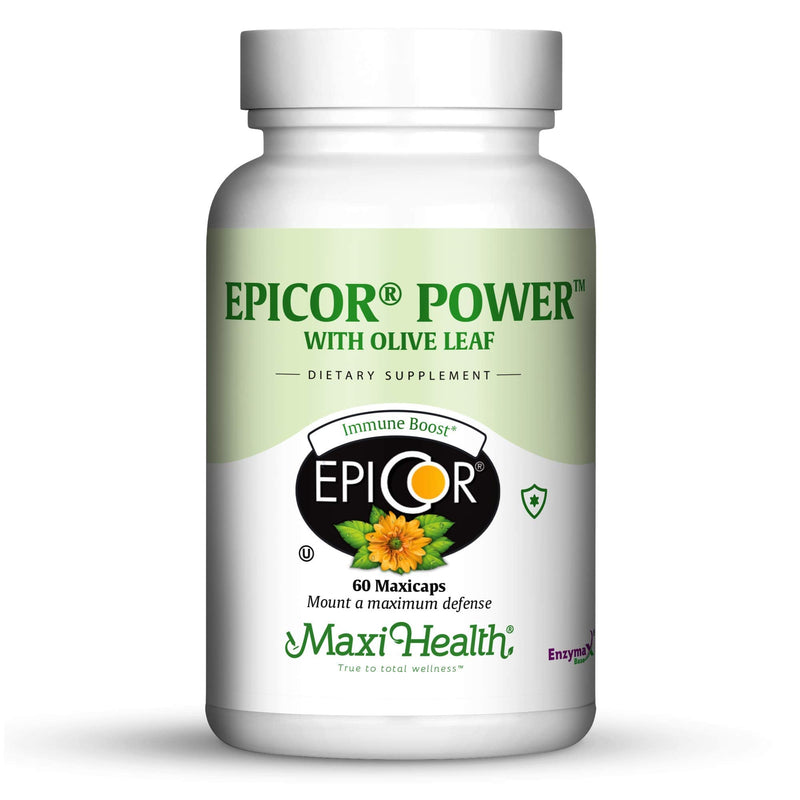 Maxi Health® Olive Leaf Extract with EpiCor 500mg (60 Capsules) | Kosher | EpiCor 500mg with Olive Leaf Extract | Gut, Respiratory & Antioxidant Support | Doctor Formulated