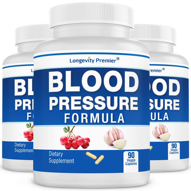[Australia] - [3-Bottle Value Pack] Longevity Blood Pressure Formula - with 12+ Natural Herbs. Dietary Support Supplement 90 Count (Pack of 3) 