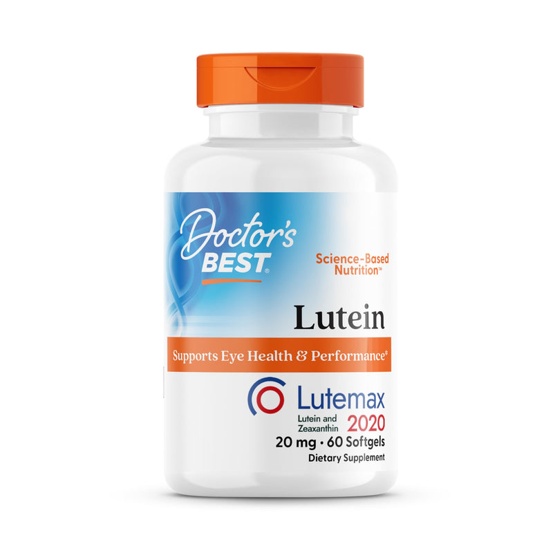 Doctor's Best Lutein Supplement 20mg with Zeaxanthin - Lutein for Eyes, Eye Health Vitamins for Men & Women, Vision and Macular Health Support, Lutemax 2020 Marigold Flower Extract - 60 Softgels Unflavored 60 Count (Pack of 1)