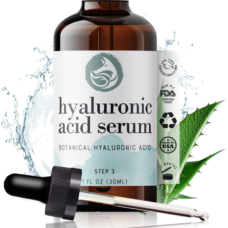 Hyaluronic Acid Face Serum - Hydrating Anti Wrinkle Anti Aging Facial Serum - With Vitamin C and E, Green Tea, Jojoba Oil - Natural and Organic - 1 Oz by Foxbrim Naturals Hyaluronic Acid Serum