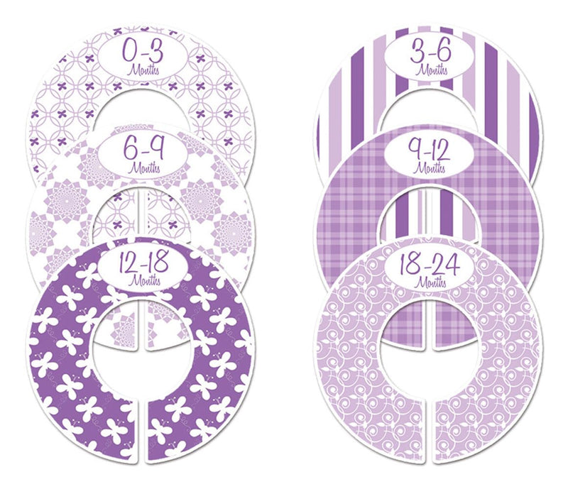 [Australia] - 6 Baby Girl Nursery C134 Clothing Size Closet Dividers Purple Theme 