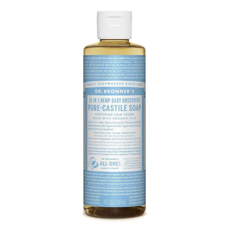 [Australia] - Dr. Bronner's, Baby Soap Liquid Castile, 8 Fl Oz Unscented 8 Fl Oz (Pack of 1) 