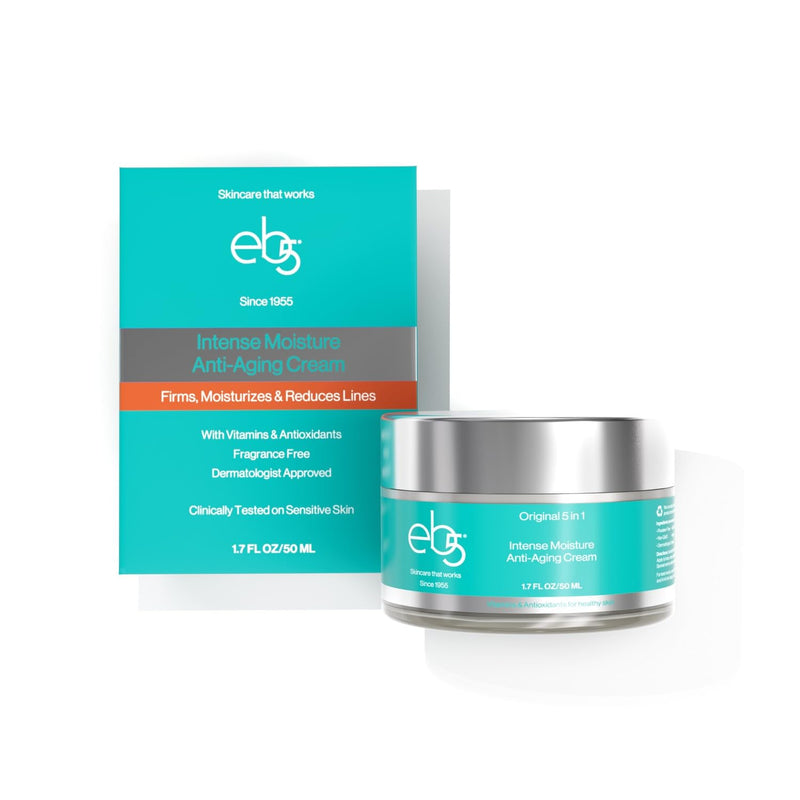 eb5 Intense Moisture Anti Aging Moisturizer Face & Neck Cream- Tone Tighten Skin with Retinol, Fade Fine Lines & Wrinkles with Vitamin E, A & B5-1.7oz. Natural Fragrance 1.7 Fl Oz (Pack of 1)