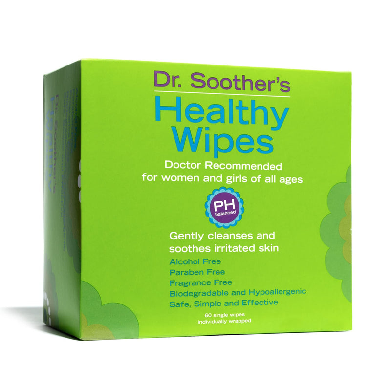 [Australia] - Dr. Soother's Healthy Wipes - PH Balanced Feminine Hygiene Wipes - Unscented - Hypoallergenic - Alcohol & Fragrance Free - 60 Individually Wrapped Cleansing Wipes For Women & Girls Fragrance-Free 1 Count (Pack of 60) 