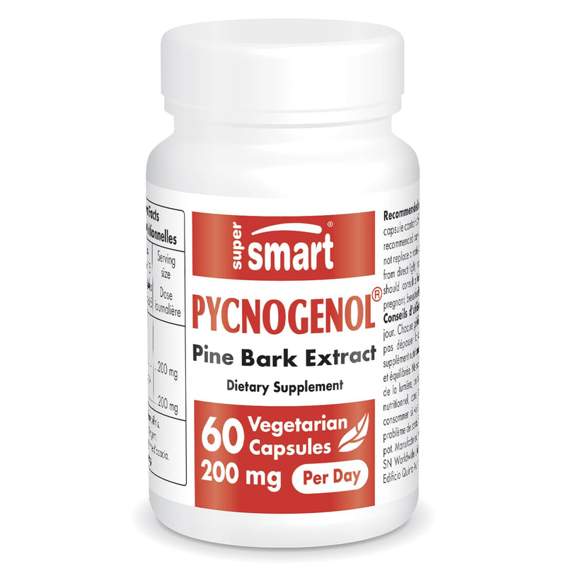 [Australia] - Supersmart - Pycnogenol 200mg per Day (Patented & Highly Bioavailable) - French Maritime Pine Bark Extract | Non-GMO & Gluten Free - 60 Vegetarian Capsules 