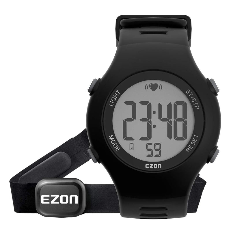 [Australia] - EZON T037 Sports Wristwatch Digital Heart Rate Monitor Outdoor Running Watch Alarm Chronograph with Chest Strap 