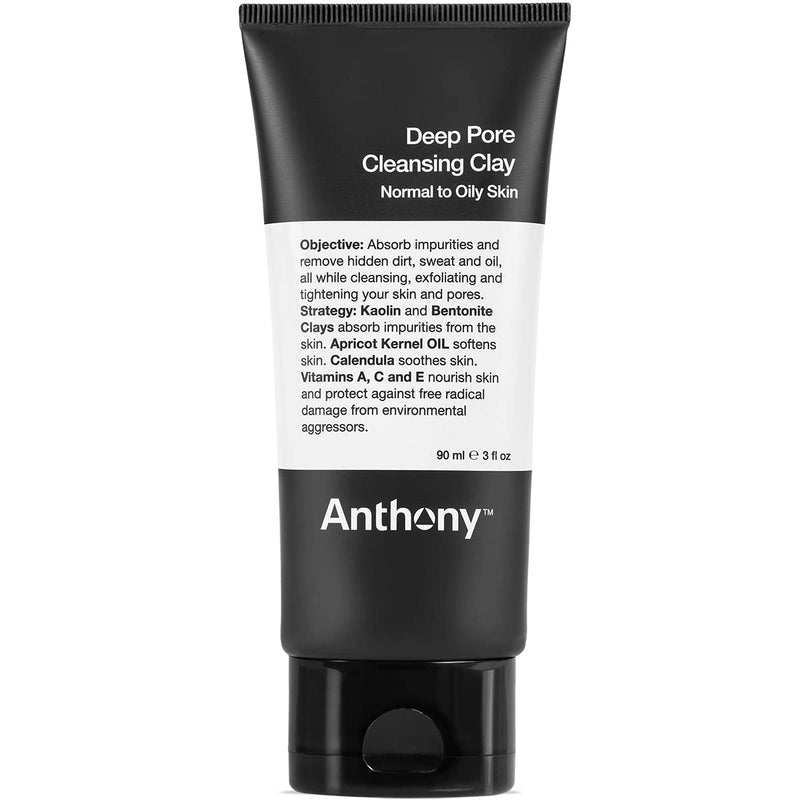 [Australia] - Anthony Deep Pore Cleansing Clay, 3 Fl Oz, Contains Kaolin and Bentonite Clays, Apricot Oil, Calendula, Vitamins A, C, and E, Removes Dirt, Sweat, and Oil While Deep Cleansing and Exfoliating Skin 