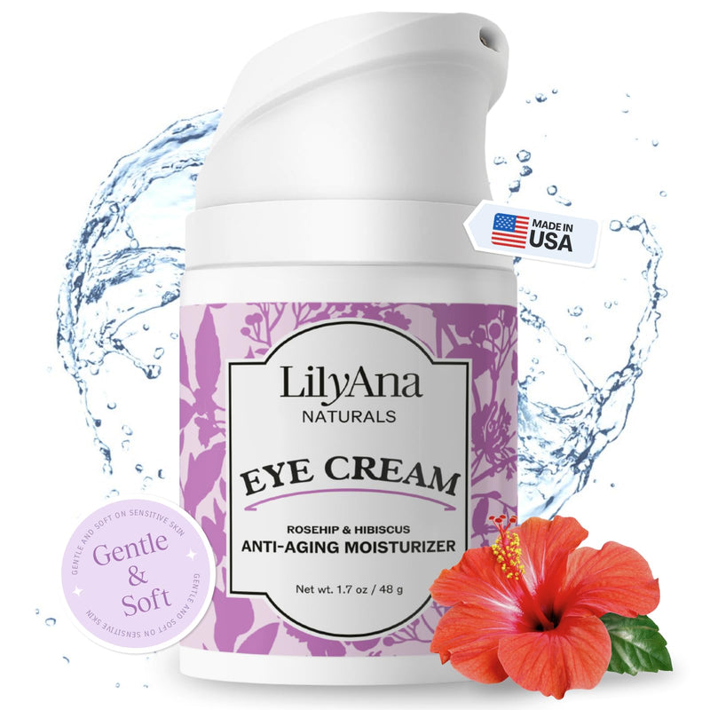 [Australia] - LilyAna Naturals Eye Cream for Dark Circles and Puffiness, Under Eye Cream for Wrinkles and Bags, Anti Aging Eye Cream helps Improve Dryness; for Sensitive Skin - 1.7 oz - Made in USA Bottle 1.7 Ounce (Pack of 1) 