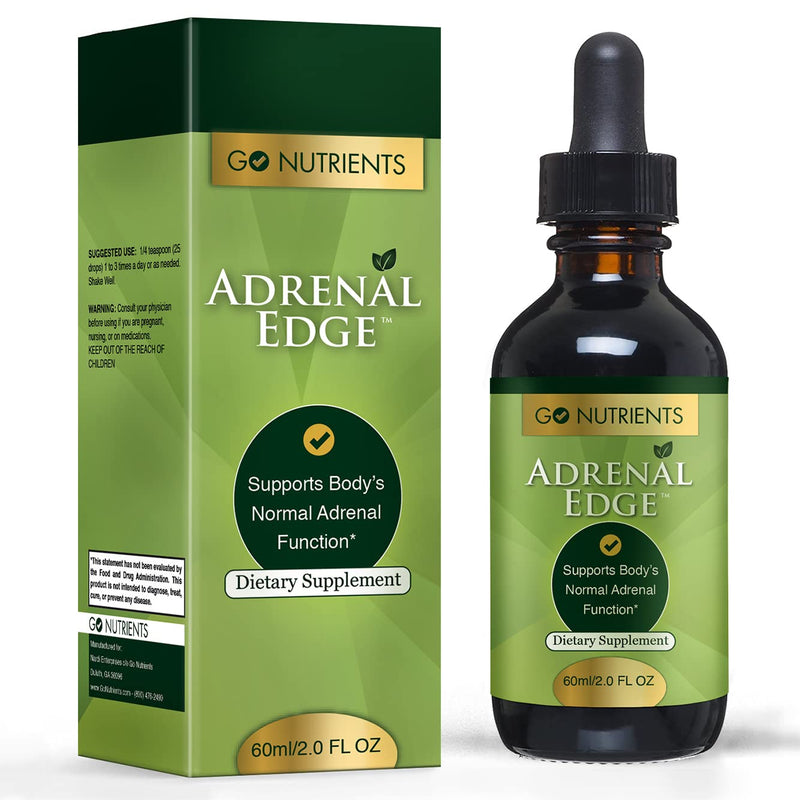 [Australia] - Go Nutrients Adrenal Edge Stress Relief & Cortisol Management Supplement with Astragalus Ginkgo, Eleuthero Supports Healthy Energy Levels, Promotes Restful Sleep & Adrenal Health 2.0 oz. | 48 Servings 