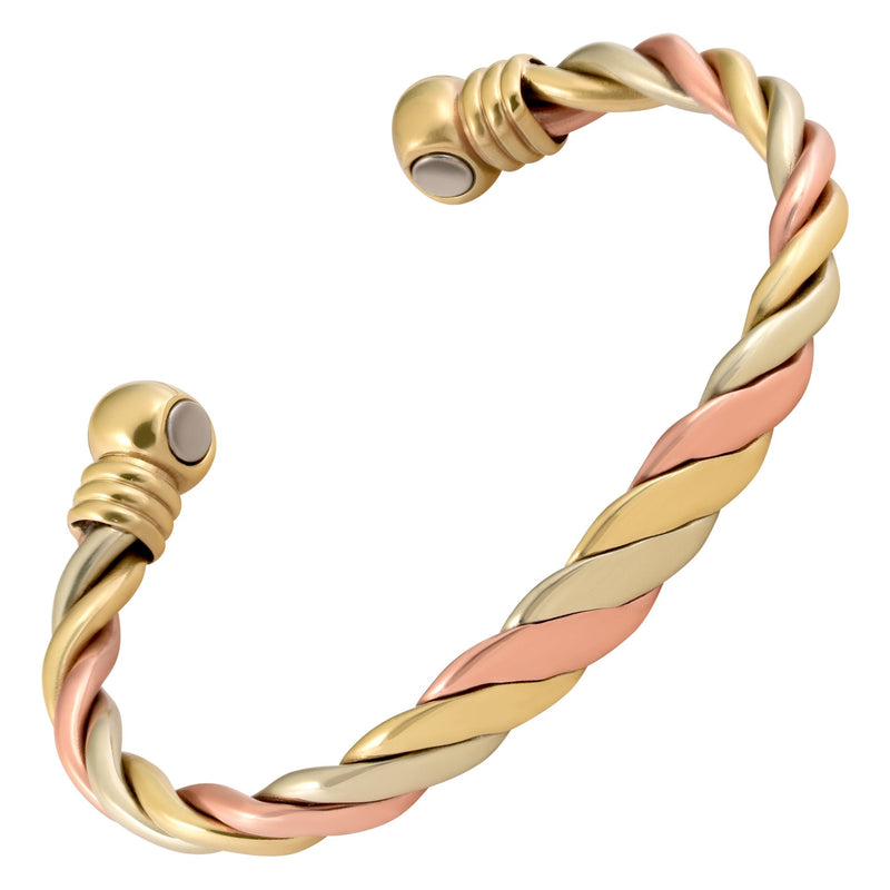 [Australia] - Magnetic Copper Bracelet Triple Cuff, For Men and Women, High Power Magnets, Adjustable Bangle Medium - Wrist Size 7 Inch - 7.75 Inch 