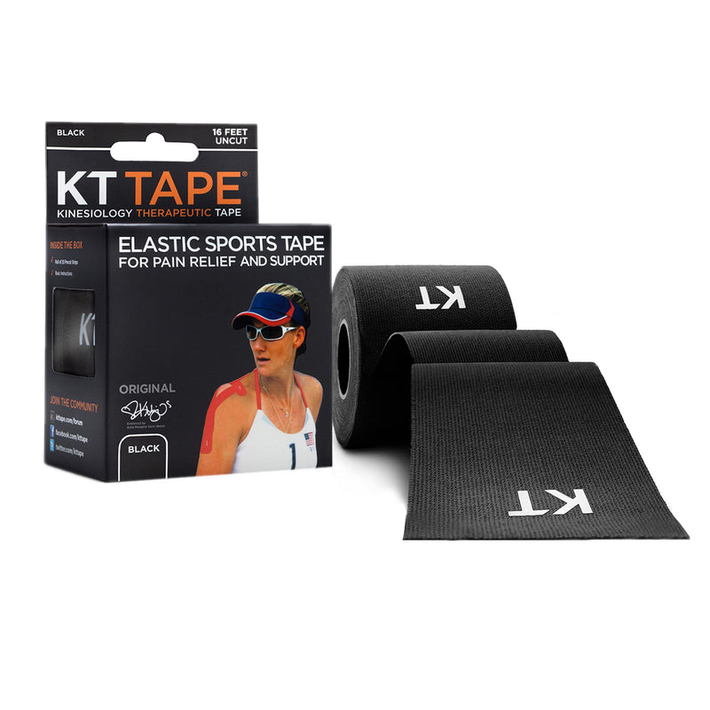 [Australia] - KT Tape, Original Cotton, Elastic Kinesiology Athletic Tape, 16’ Uncut Roll Black 