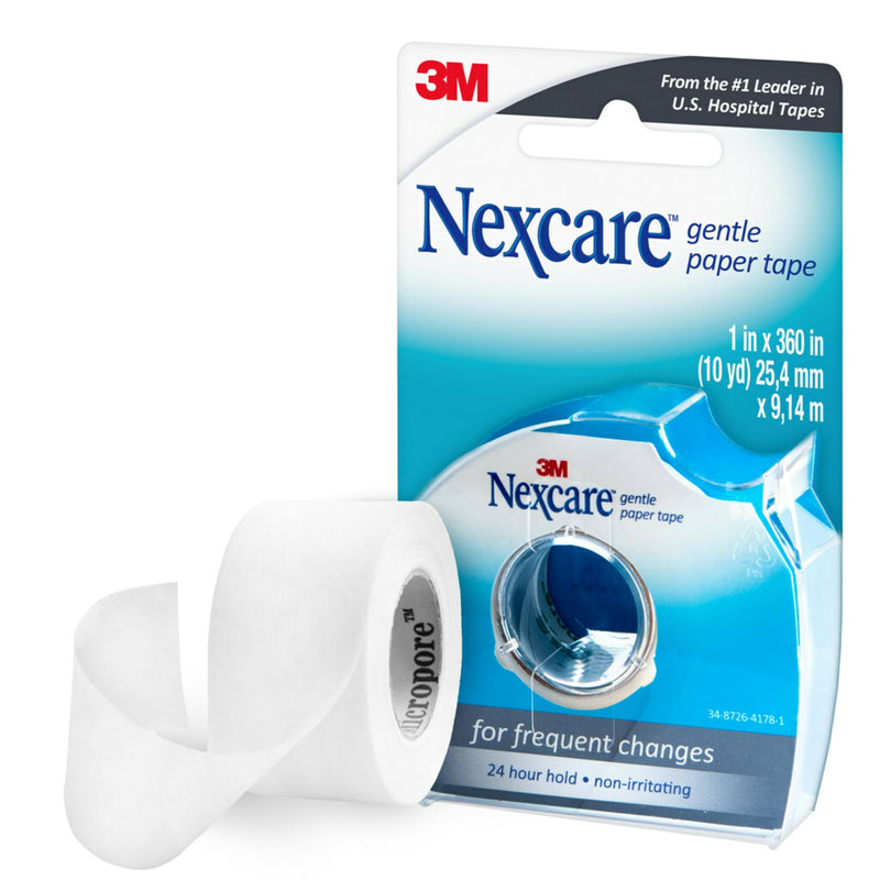 [Australia] - Nexcare Gentle Paper Tape Dispenser, Medical Paper Tape, Secures Dressings and Lifts Away Gently - 1 in x 10 Yds, 1 Dispenser 1 Roll with Dispenser 