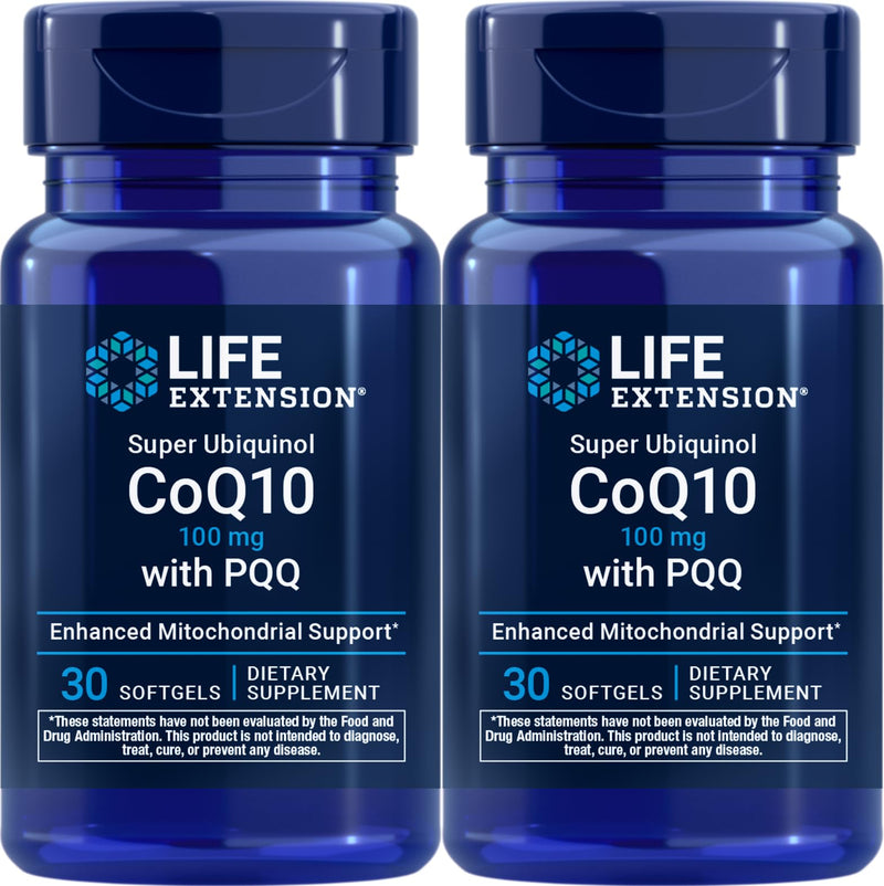 Life Extension Super Ubiquinol CoQ10 with PQQ, 30 softgels (Pack of 2)