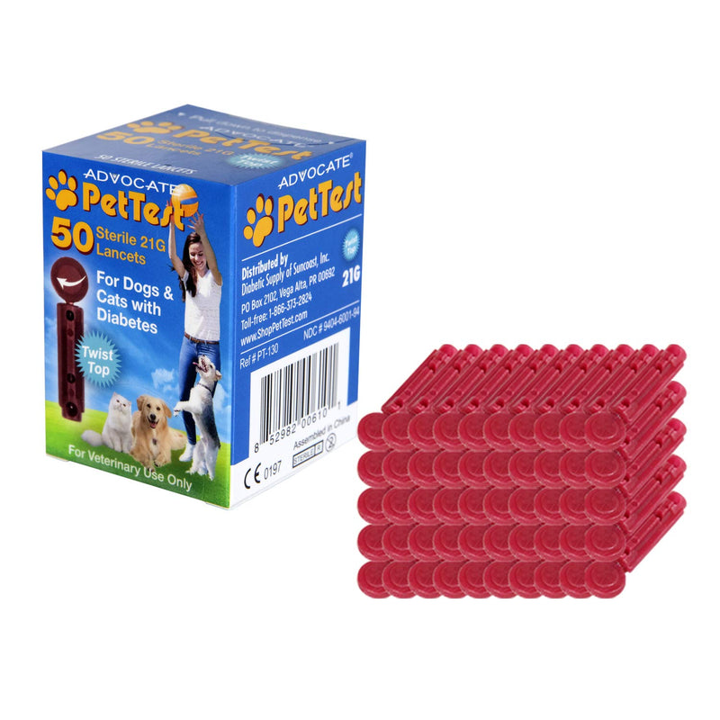 [Australia] - PetTest Sterile Twist-Top Lancets 21G for Dogs and Cats, for use with PetTest Diabetes Glucose Monitoring System (50 Lancets) 