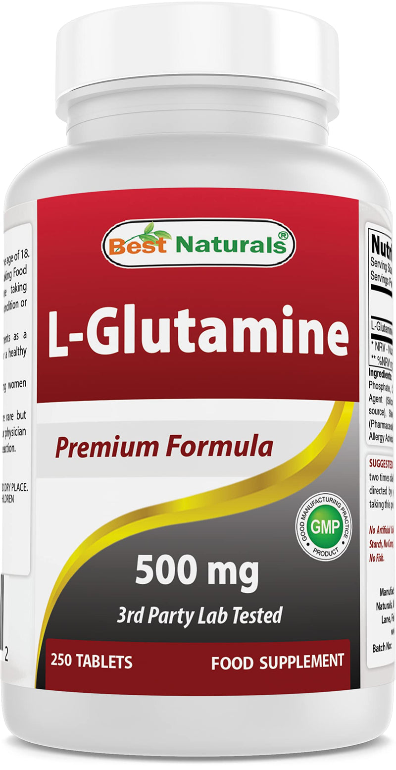 [Australia] - Best Naturals L-Glutamine 500 mg 250 Tablets 250 Count (Pack of 1) 