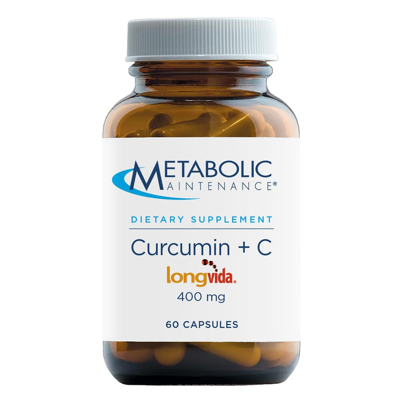 Metabolic Maintenance Curcumin + C Longvida 400 mg, 60 Capsules | Longvida High Absorption Turmeric Extract with Vitamin C for Antioxidant and Joint Support, Gluten-Free