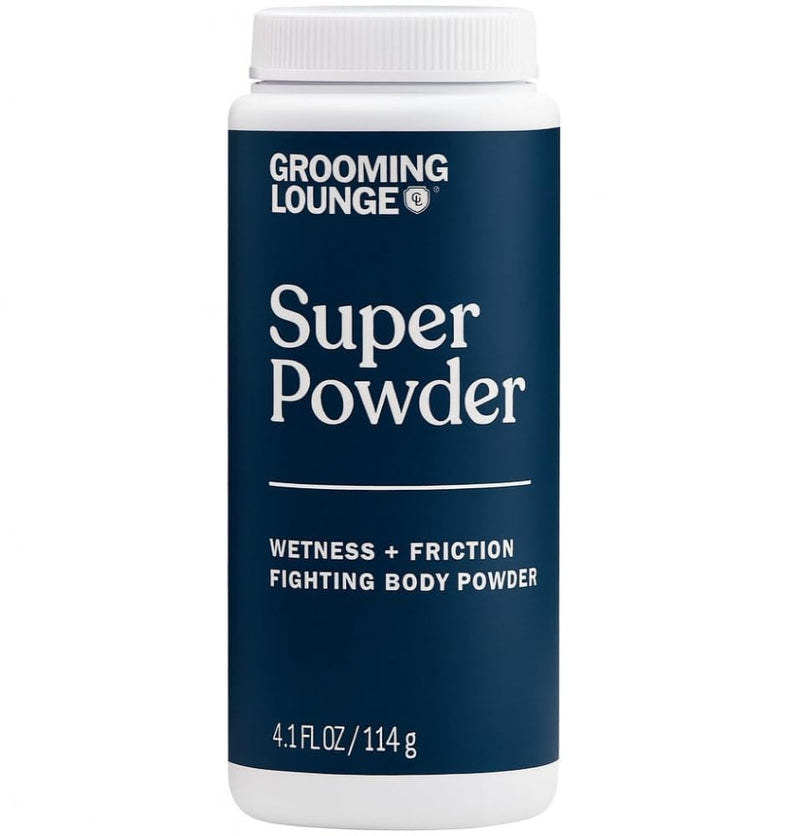 Grooming Lounge Super Powder - Arrowroot & Kaolin Clay, Talc-Free 4.1 Fl Oz | Aluminum Free, Sweat Absorbing, Odor Control & Chafing Relief - Powder for Groin, Feet, Chest & Skin Folds 4.8 Ounce (Pack of 1)