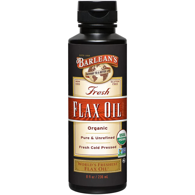 [Australia] - Barlean's Organic Flaxseed Oil Liquid from Fresh Cold Pressed Flax Seeds, 7,640mg ALA Omega 3 Fatty Acid Supplement for Skin and Hair Care, Vegan & Gluten Free, 8 oz 8 Fl Oz (Pack of 1) 