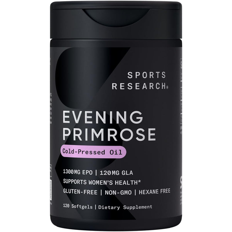 [Australia] - Sports Research Evening Primrose Oil (1300mg) 120 Liquid Softgels ~ Cold-Pressed with No fillers or Artificial Ingredients ~ Non-GMO & Gluten Free 120 Count (Pack of 1) 