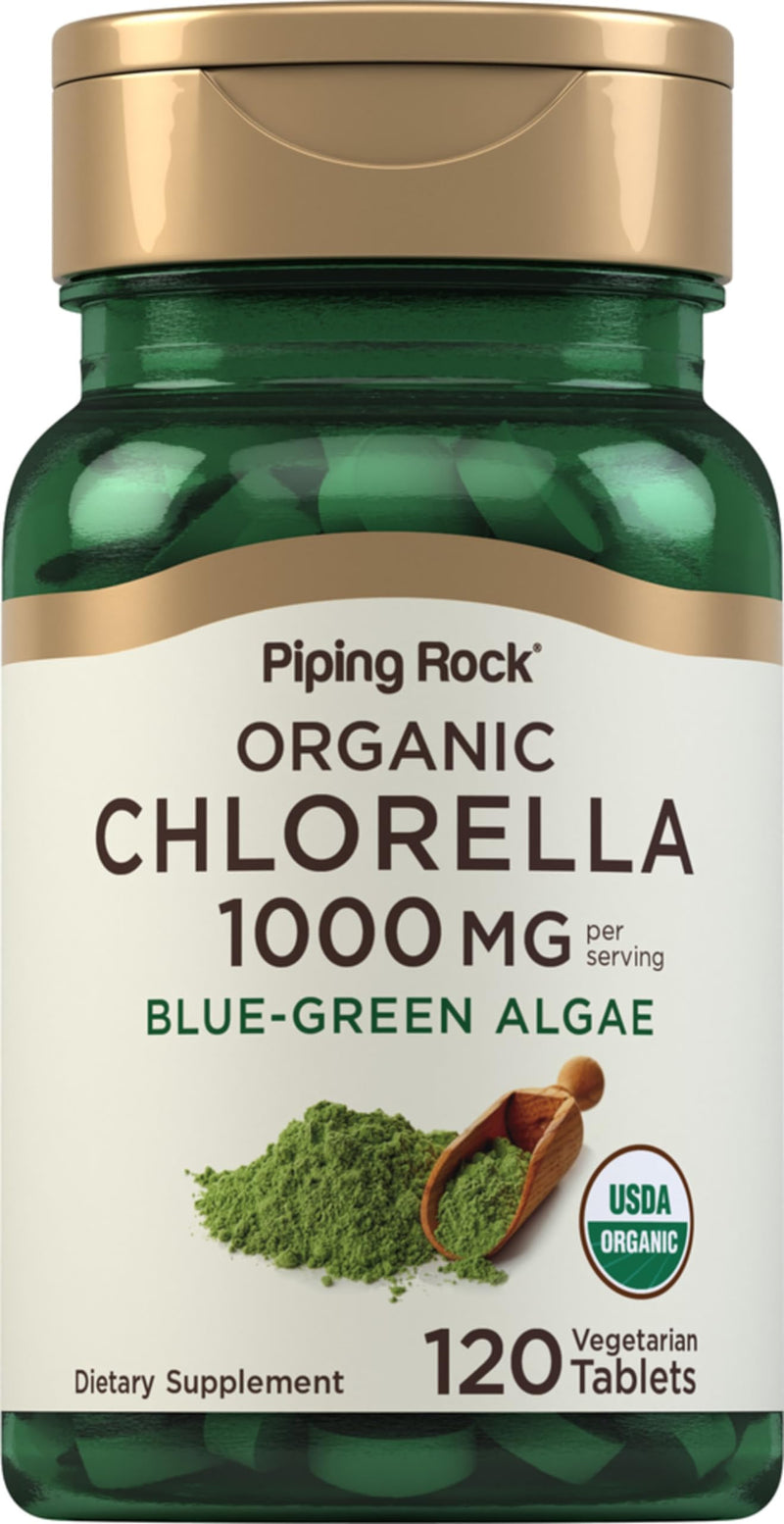[Australia] - Piping Rock Chlorella | 1000mg | 120 Tablets | Blue-Green Algae | Broken Cell Wall Organic | Non-GMO, Gluten Free Supplement 