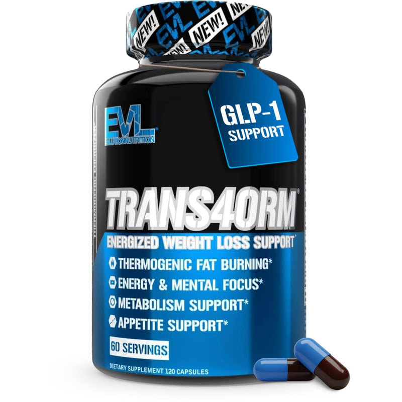 EVL Trans4orm - Thermogenic Fat Burner Support for Men & Women- 60 Servings | Fast Acting Weight Loss Energy and Appetite Support - Green Tea Supplement for Men and Women 120 Count (Pack of 1)