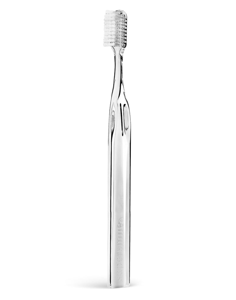 Supersmile Crystal Collection Toothbrush - Whitening Tooth Brush w/Ergonomic Handle - Patented 45° Soft Nylon Bristle Tooth Brushes for Adults & Children, White Coral