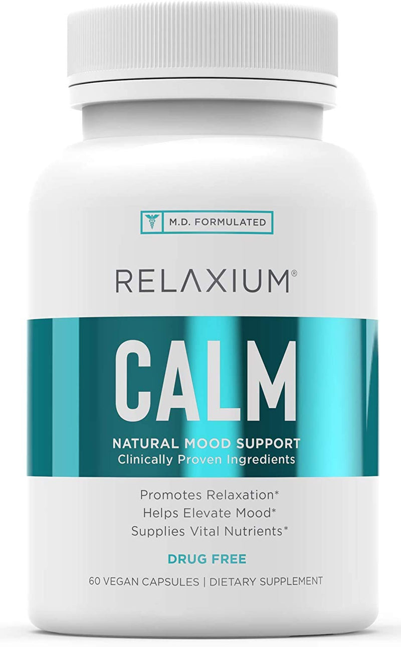 [Australia] - Relaxium Calm, Non-Habit Forming, Stress & Mood Support Supplement, Elevate Mood & Boost Relaxation with Ashwagandha, 5-HTP, GABA, Made in USA (60 Vegan Capsules, 30 Day Supply) 