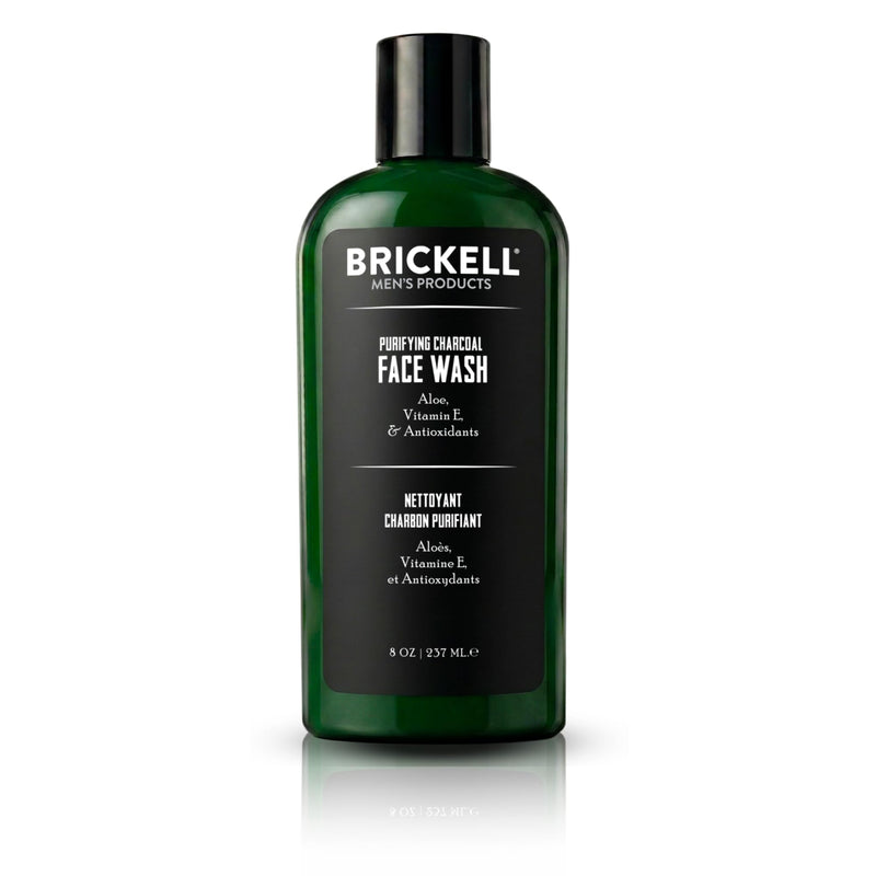Brickell Men's Purifying Charcoal Face Wash for Men, Daily Facial Cleanser, With Charcoal, Vitamin E, and Hyaluronic Acid, 8 Ounce, Scented Facial Cleanser, Scented 8 Ounce (Pack of 1)