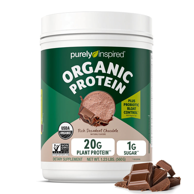[Australia] - Purely Inspired Plant-Based Protein Powder for Men & Women, Rich Decadent Chocolate (16 Servings) - Vegan & Organic - 20g of Pea Protein Powder for Smoothies & Shakes - Dairy-Free, & Gluten-Free 