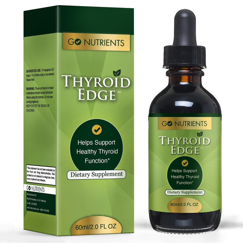 [Australia] - Go Nutrients Thyroid Edge Support for Women and Men Comprehensive Natural Thyroid Supplement Rich in Iodine Fast-Absorbing Liquid Drops for Improved Energy & Enhanced Wellness 2.0 oz. | 48 Servings 