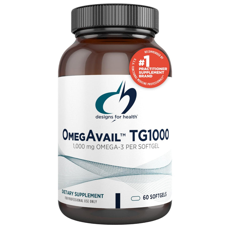 [Australia] - Designs for Health OmegAvail TG1000 - TG (Triglyceride) Fish Oil Supplement with EPA/DHA - Highly Concentrated 1000mg Omega-3 Per Softgel - Natural Lemon Flavor + No Fishy Aftertaste (60 Softgels) 60 Count (Pack of 1) 