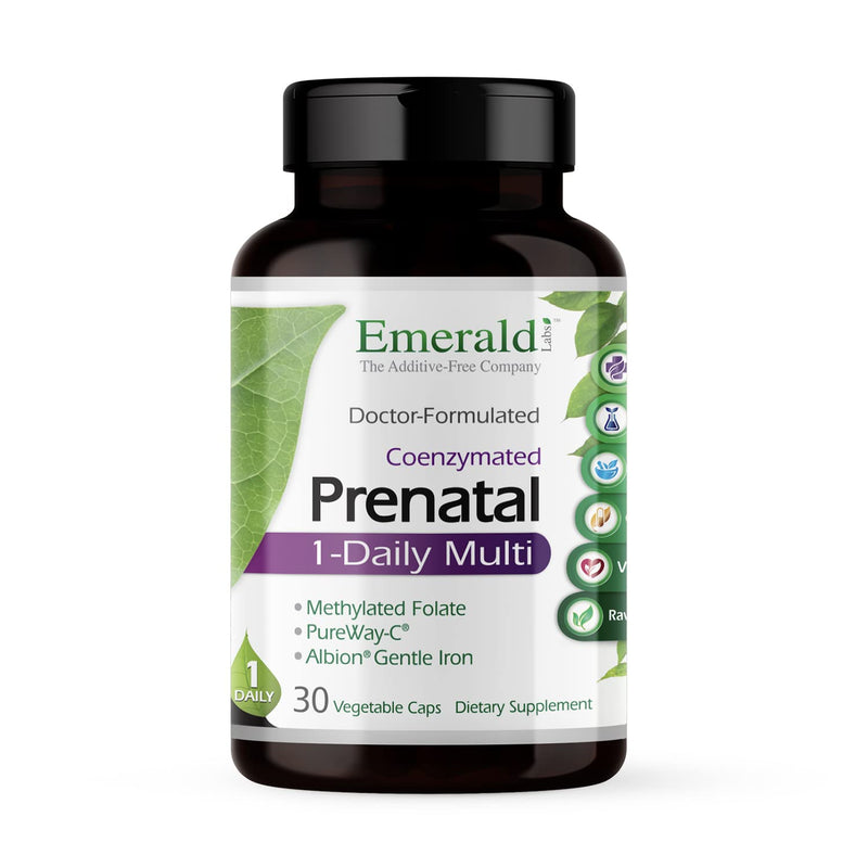 [Australia] - EMERALD LABS Prenatal 1-Daily Multi - Prenatal Multivitamin with Methylated Folate, Iron, Whole-Food Blend & More - Soy-Free, Gluten-Free - 30 Vegetable Capsules 30 Count (Pack of 1) 