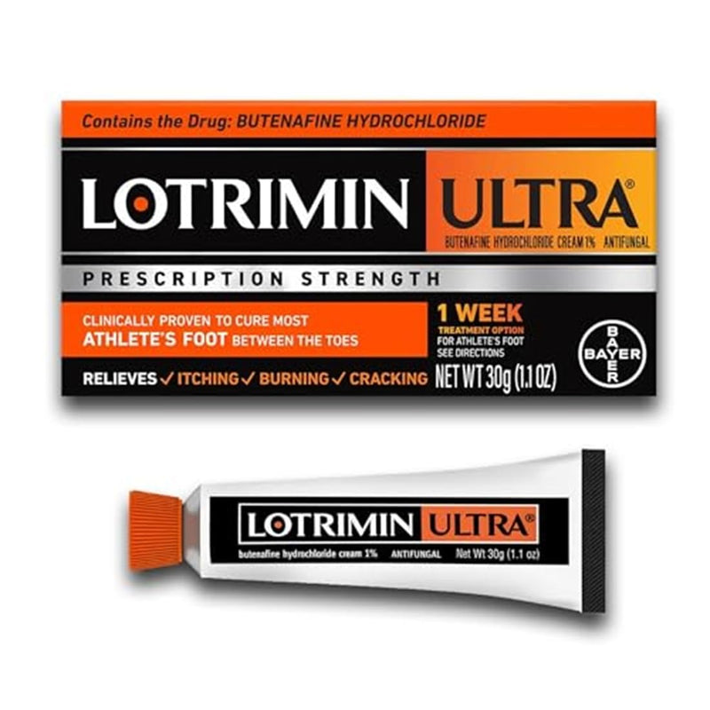 Lotrimin Ultra 1 Week Athlete's Foot Treatment, Prescription Strength Butenafine Hydrochloride 1%, Cures Most Athlete’s Foot Between Toes, Cream, 1.1 Oz Unflavored 30g (Pack of 1)