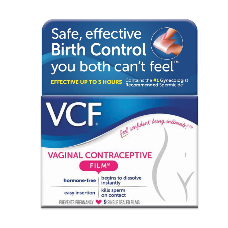 [Australia] - VCF Vaginal Contraceptive Film with Spermicide, 1 Box of 9 Prevents Pregnancy, Nonoxynol-9 Kills Sperm on Contact, Hormone-Free, Easy to Use, Unnoticeable, 9 Total 