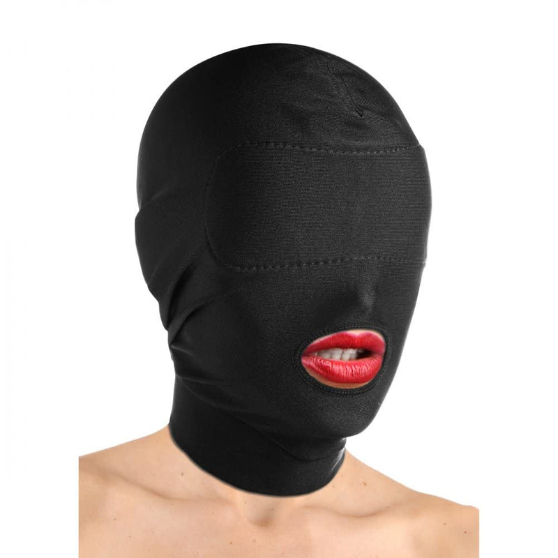 [Australia] - Master Series Disguise Open Mouth Hood with Padded Blindfold, Black, 1 Count 
