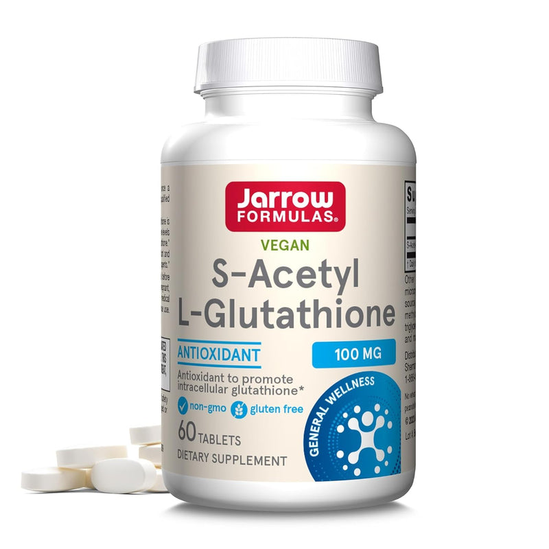 [Australia] - Jarrow Formulas S-Acetyl L-Glutathione Tablets - 100 mg - 60 Count - Dietary Supplement - Stable Form of L-Glutathione - for Antioxidant Support and Detoxification - Non-GMO - Gluten Free 