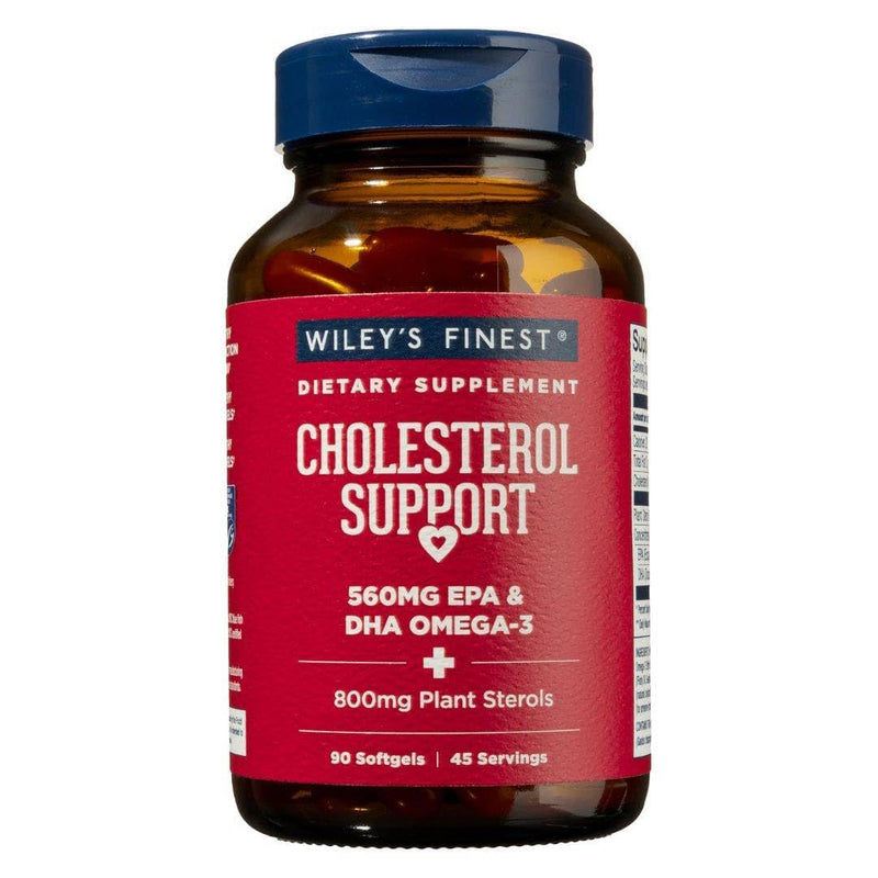 Wiley's Finest Wild Alaskan Cholesterol Support, 90 Count (Pack of 1) | Wild Alaskan Fish Oil, Cholesterol Support Softgels, 560 mg EPA & DHA Omega-3s, Supports Healthy Blood Vessel Circulation 90 Count (Pack of 1)