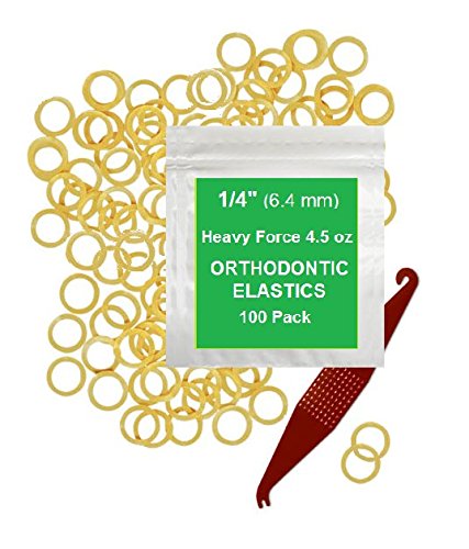 [Australia] - 1/4 Inch Orthodontic Elastic Rubber Bands, 100 Pack, Natural, Heavy 4.5 ounce Small Rubberbands Dreadlocks Hair Braids Fix Tooth Gap, Free Elastic Placer for Braces Natural - Heavy 