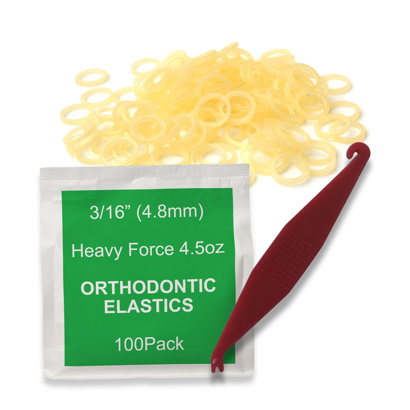 [Australia] - 100 Pcs Natural Orthodontic Elastic Dental Rubber Bands for Braces, 4.5 Ounce Heavy, Dreadlocks Hair Braids Include Braces Rubber Band Tool 3/16 Inch 100 Pack Natural - Heavy 