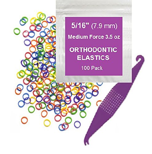 [Australia] - 5/16 Inch Orthodontic Elastic Rubber Bands, 100 Pack, Neon, Medium 3.5 Ounce Small Rubberbands Dreadlocks Hair Braids Fix Tooth Gap, Free Elastic Placer for Braces Medium Force 3.5 Ounce 100 Pack - Neon 