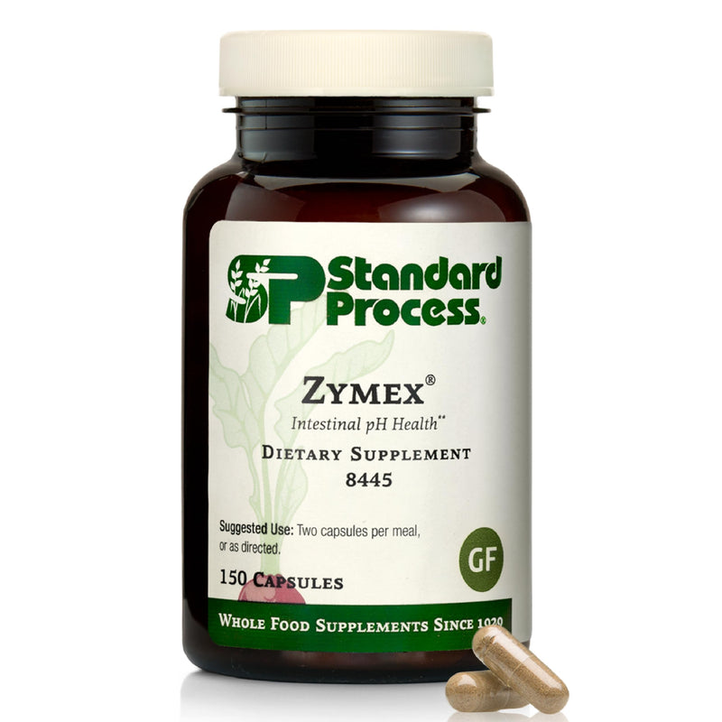 Standard Process Zymex, Digestive & Gut Health Support, 150 Capsules | Digestive Health Support, Supports Intestinal Health and Balanced pH, Gut Health Supplement with Rice Bran