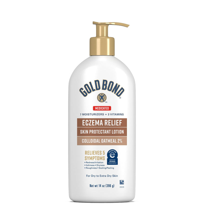 Gold Bond Medicated Eczema Relief Skin Protectant Lotion, 14 oz | Relieves 5 symptoms related to eczema, Accepted by National Eczema Association, steroid-free 14 Ounce