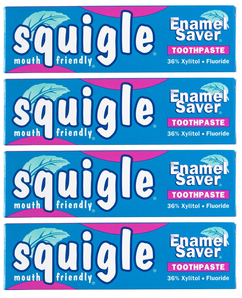 [Australia] - Squigle Enamel Saver Toothpaste (Canker Sore Prevention & Treatment) Prevents Cavities, Perioral Dermatitis, Bad Breath, Chapped Lips - 4 Pack 