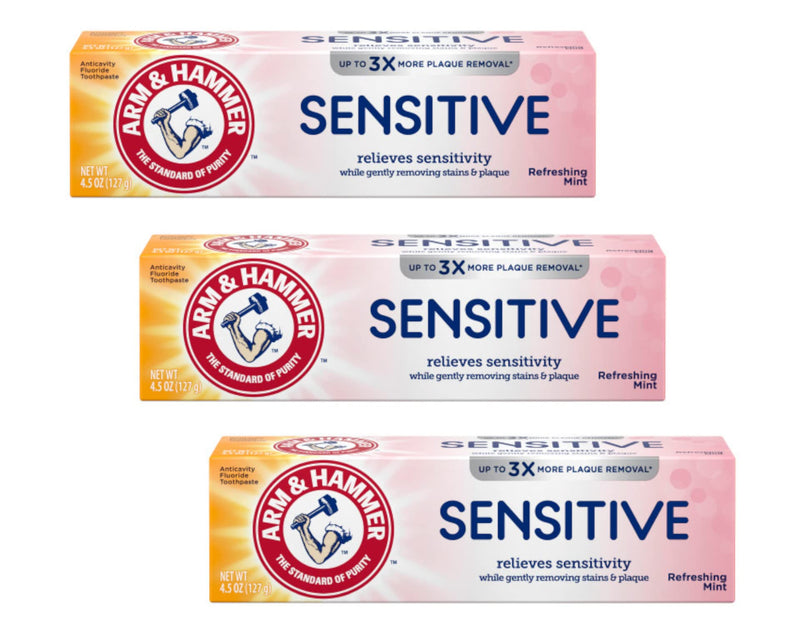 [Australia] - Arm & Hammer Sensitive Teeth and Gums Toothpaste, Refreshing Mint Flavor, 4.5 Ounce (Pack of 3) 